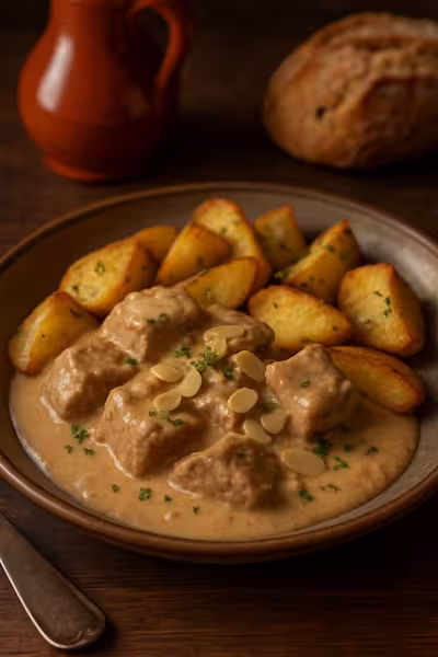 牛肉のアーモンドソース ポテトを添えて